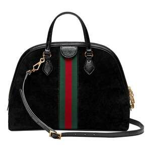 Gucci Ophidia Dome Black Suede Web Stripe Top Handle